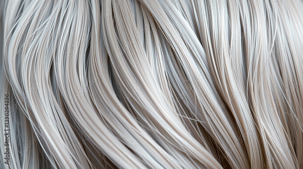 close-up of wavy grey hair with rich texture, natural shine, and soft flow. Clean background enhances hair detail. Ultra HD, elegant, minimal, no watermark or branding close-up of wavy grey hair with rich texture, natural shine, and soft flow. Clean background enhances hair detail. Ultra HD, elegant, minimal, no watermark or branding