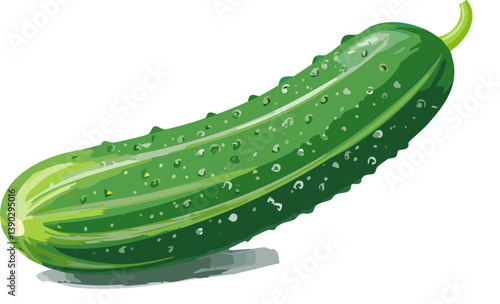 Vector of Fresh cucumber isolated on white background healthy close up.