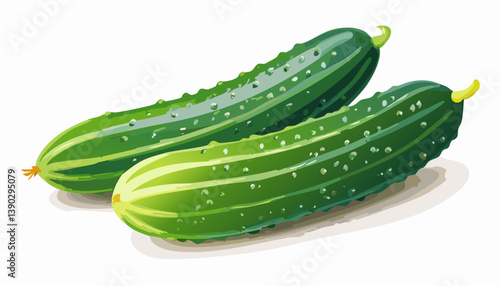 Vector of Fresh cucumber isolated on white background healthy close up.