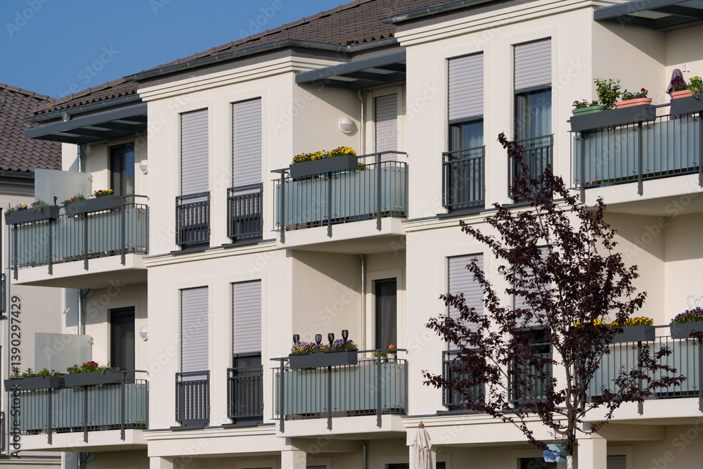 Apartment Building Facade: Modern Architecture with Balconies