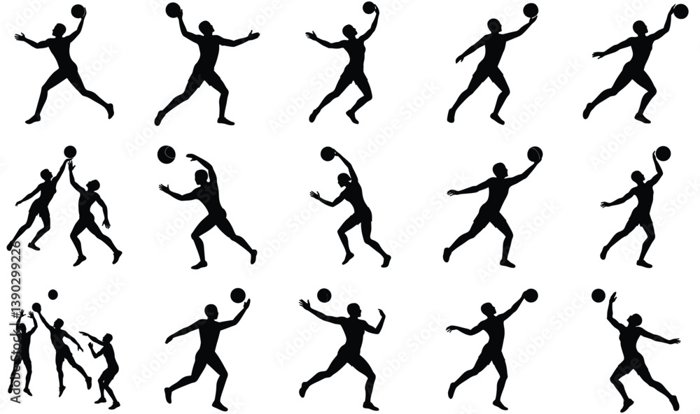 Fototapeta premium volleyball playing silhouette isolated on white background