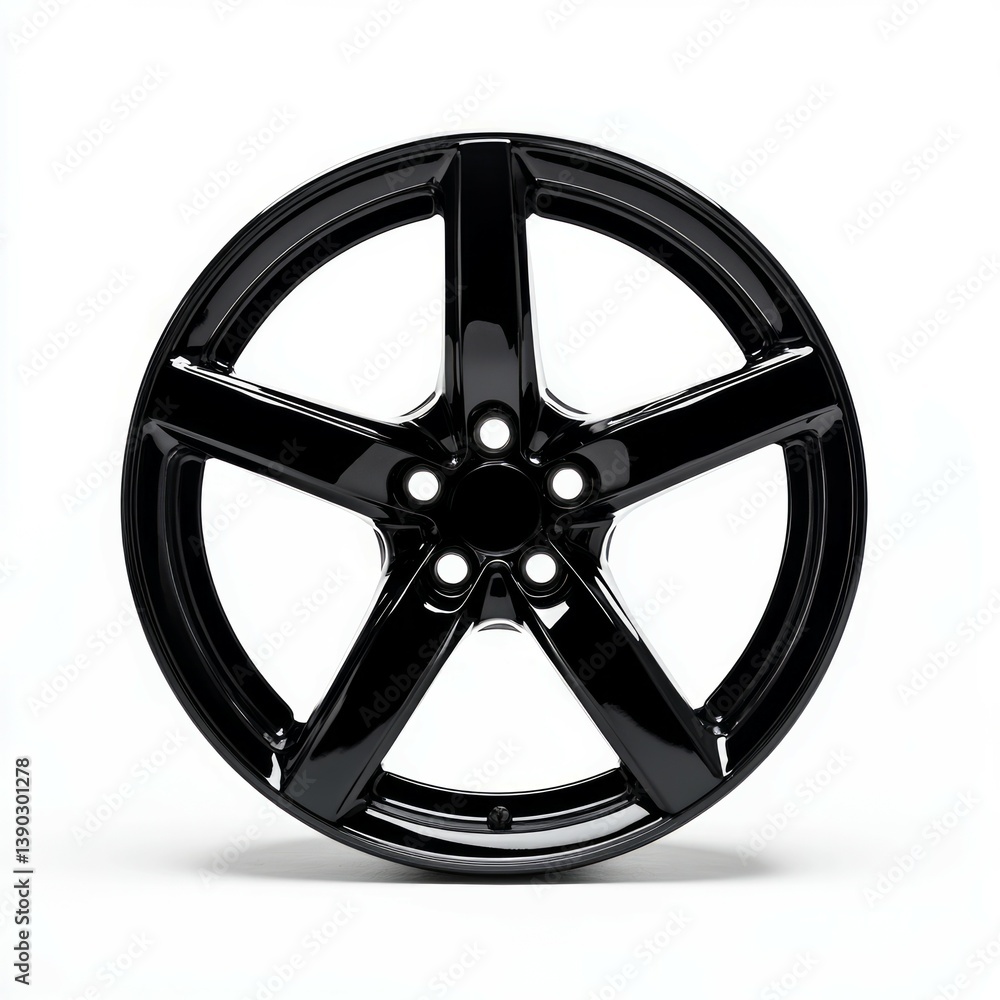 Obraz premium black alloy wheel in white background