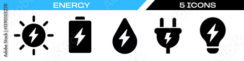 energy icon. Power source icons