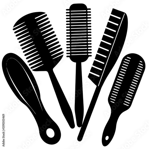 Hair brushes combs silhouette
