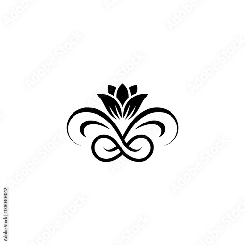 Minimalist Floral Emblem in Black and White, Elegant Design