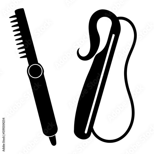 Hair straightener curling iron silhouette