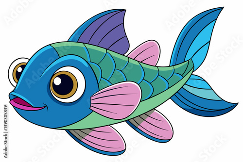 vector illustration of a cartoon fish