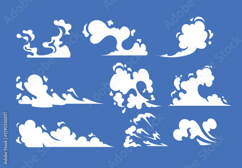 Cartoon smoke clouds effects vector