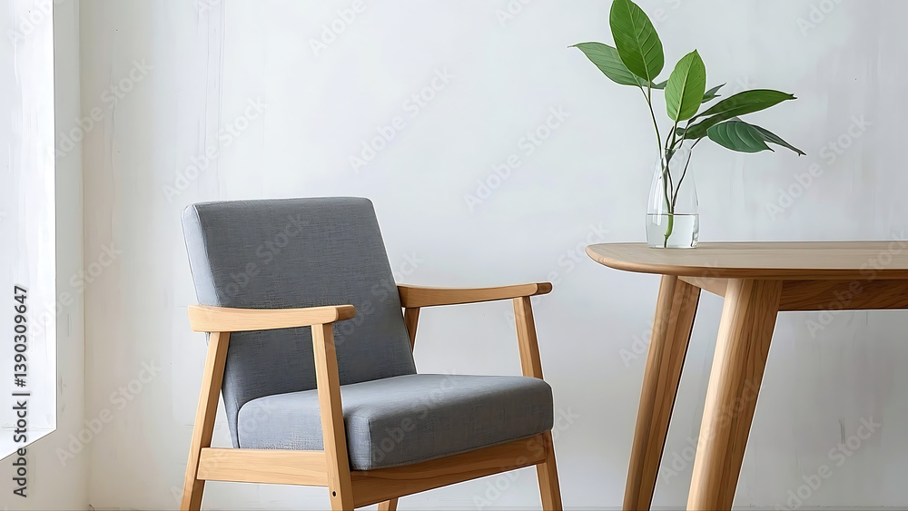Fototapeta premium Modern Interior with Chair and Plant