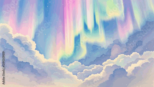 Luminous veil aurora isolated watercolor vector illustration svg 