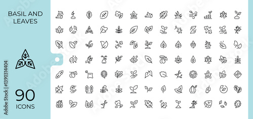 Leaves line icon set. Contain linear sign ecology, natural, tree, plant, eco and more. Collection for mobile and web apps. Leaf icon set. Vector illustration.