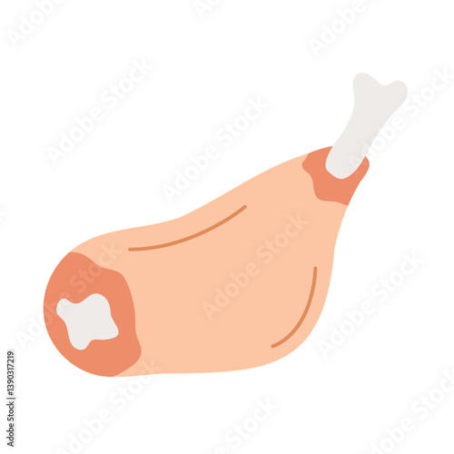 Chicken leg quarter, raw poultry, meat, food, cooking ingredients. Vector illustration.