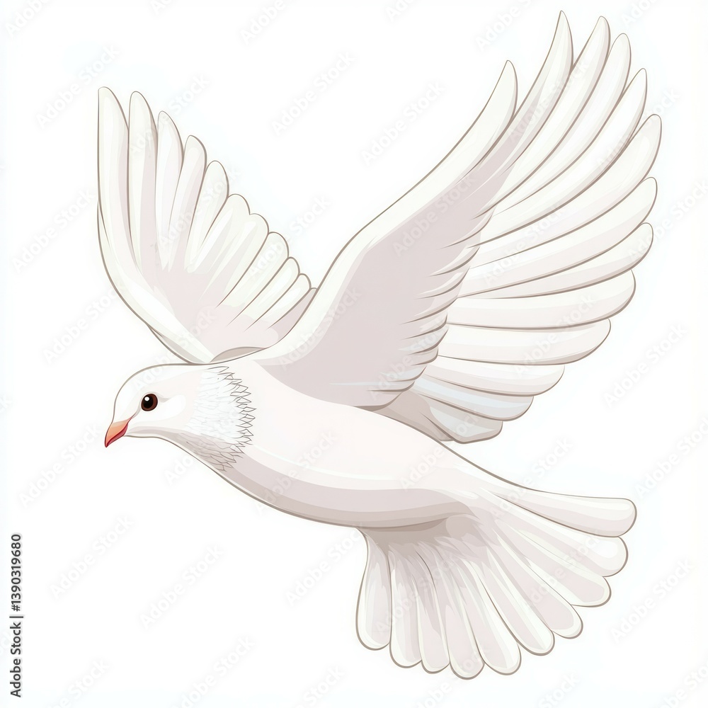 Fototapeta premium a white dove flying in the sky isolated on white background 