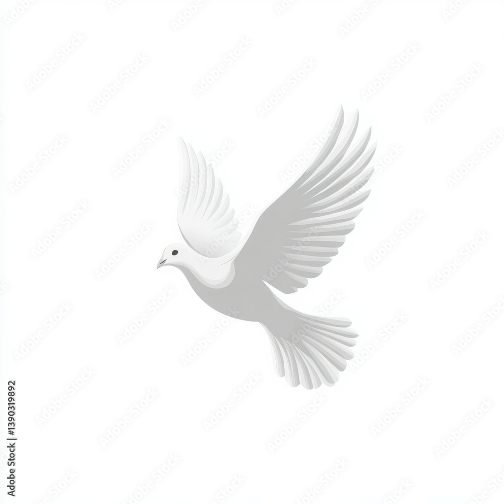 Fototapeta premium a white dove flying in the sky isolated on white background