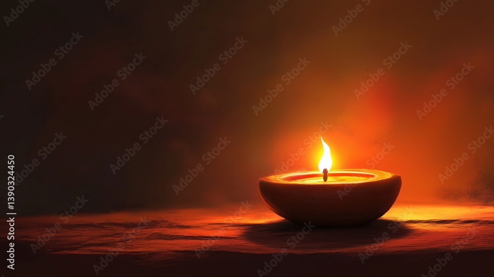 Soft glow of a candle illuminating a dark space, creating a tranquil atmosphere for relaxation and reflection Soft glow of a candle illuminating a dark space, creating a tranquil atmosphere for relaxation and reflection