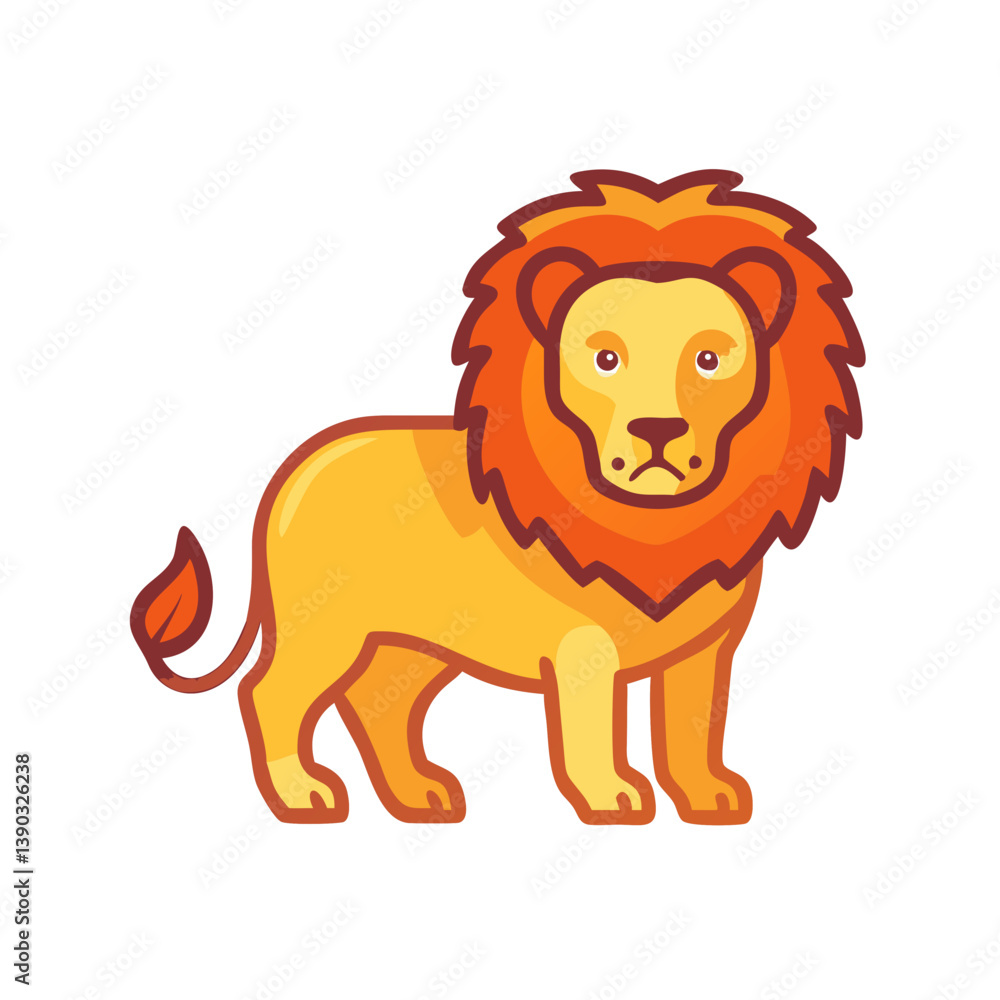Illustration of a cartoon lion standing on a white background Illustration of a cartoon lion standing on a white background