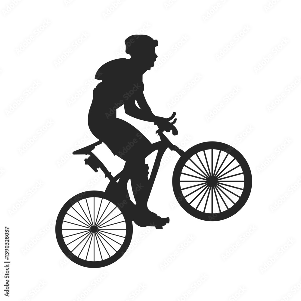 Fototapeta premium Biker Silhouette Clipart – Jumping Cyclist PNG for Sports & Stunts Design