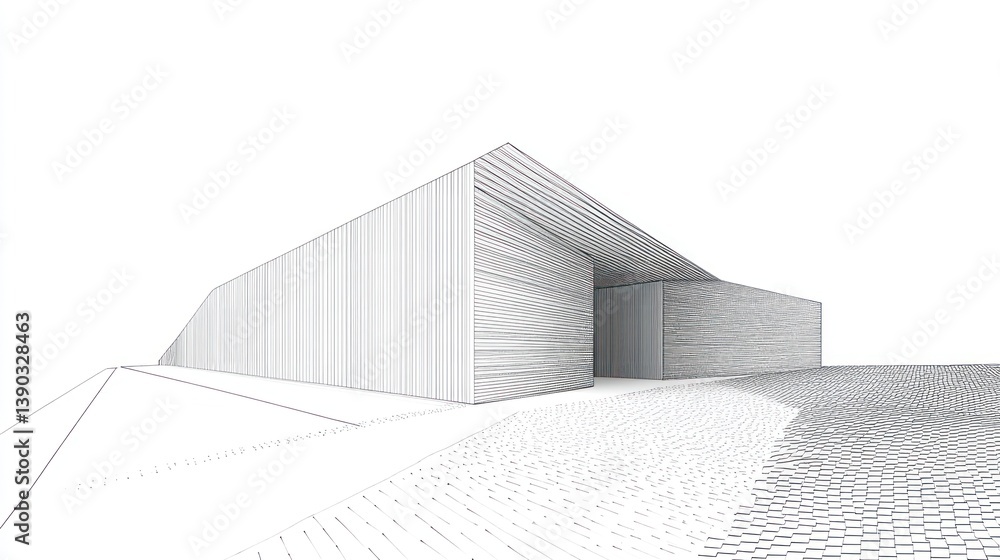 Fototapeta premium Architectural Sketch of Modern Building Exterior