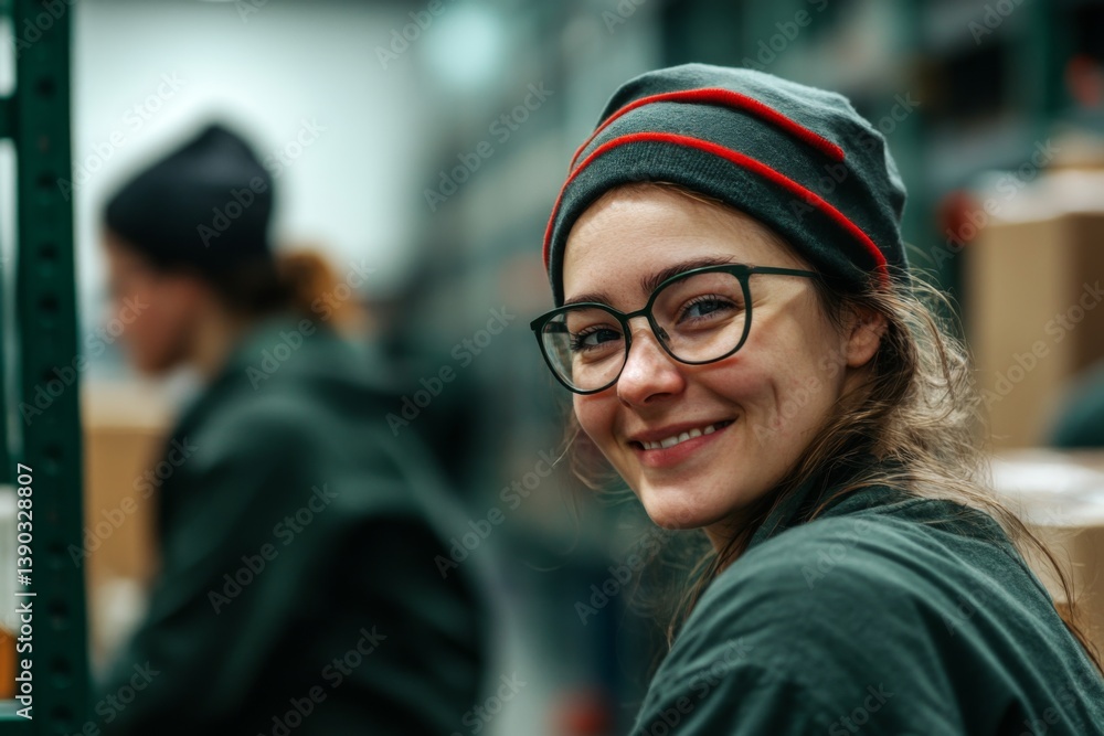 Smiling portrait of female warehouse managers Smiling portrait of female warehouse managers