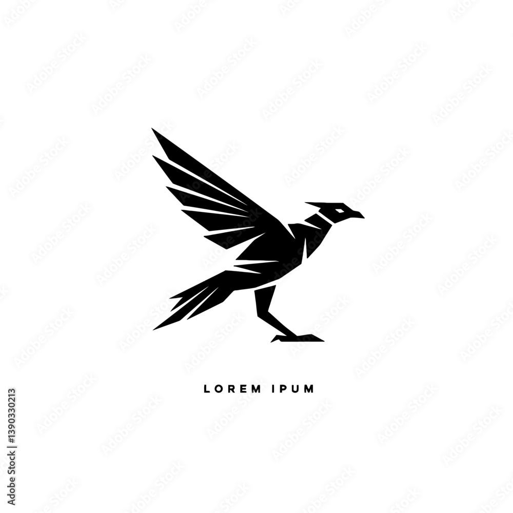 Obraz premium Geometric Black Bird Logo