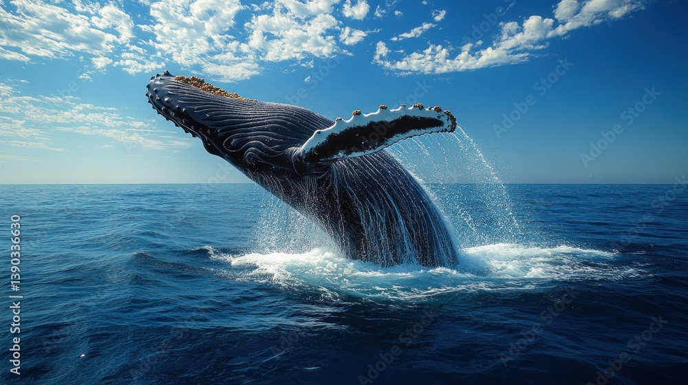 Fototapeta premium Humpback whale breaching in ocean