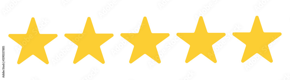 Fototapeta premium Five-star quality rating icon. Vector illustration. Customer feedback concept. Vector isolated flat illustration for web design. Rating stars feedback icon set