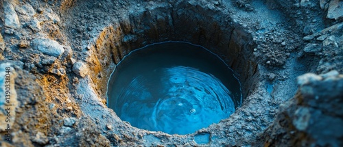 Obraz na płótnie Artesian Well Water Drilling: Groundwater Supply Project w salonie