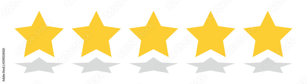 Five-star quality rating icon. Vector illustration. Customer feedback concept. Vector isolated flat illustration for web design. Rating stars feedback icon set Five-star quality rating icon. Vector illustration. Customer feedback concept. Vector isolated flat illustration for web design. Rating stars feedback icon set