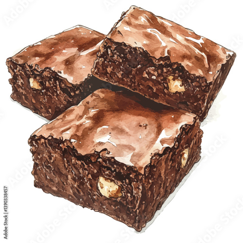 A watercolor painting of Brownies, isolated on a white background. Brownies vector

