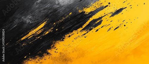 Obraz na płótnie A dynamic abstract black and yellow background with brush strokes. w salonie