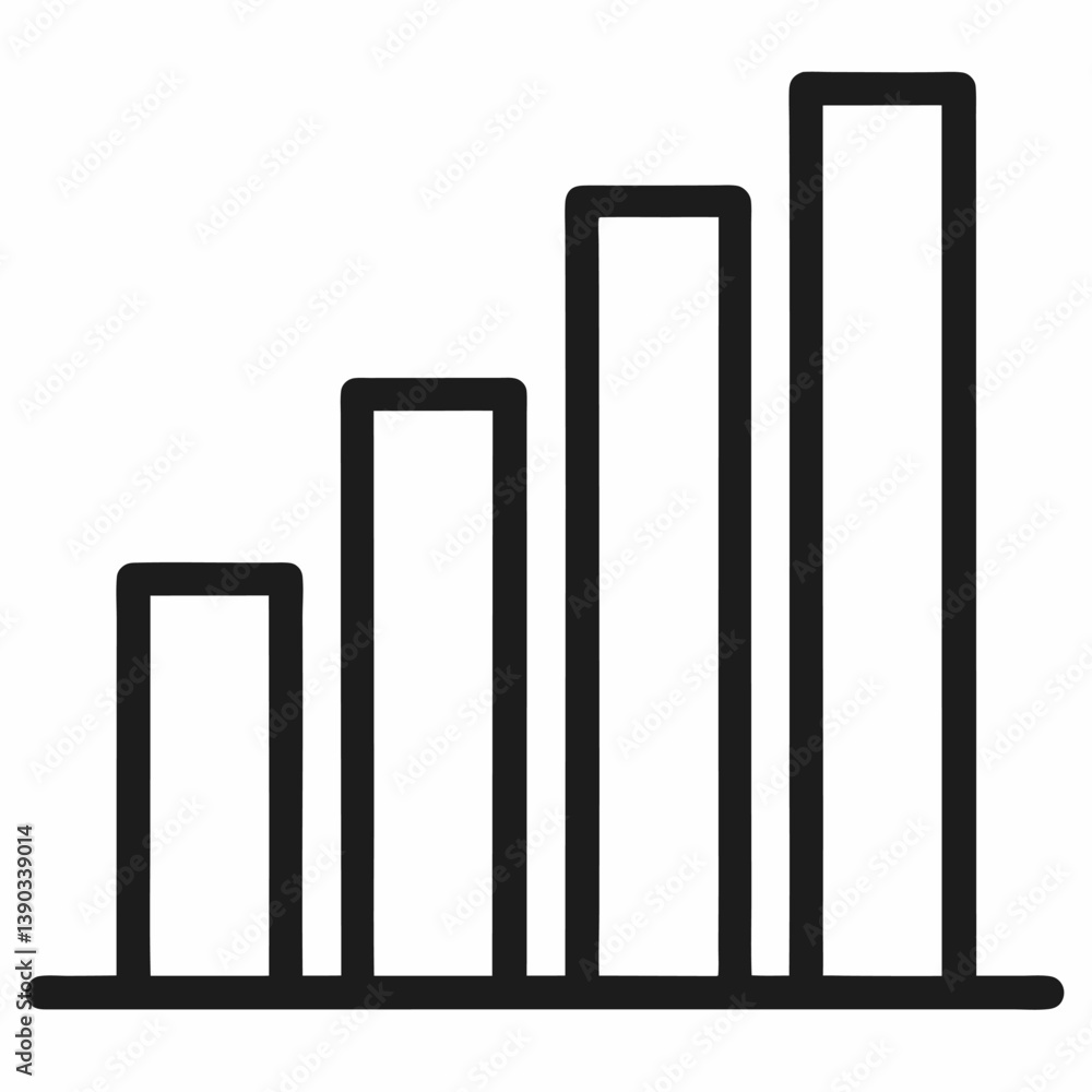 Bar Graph outline icon on white background Bar Graph outline icon on white background