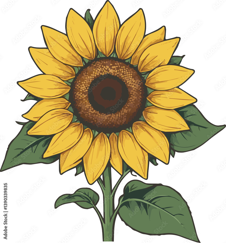 Fototapeta premium Beautiful sunflower flower on transparent background.