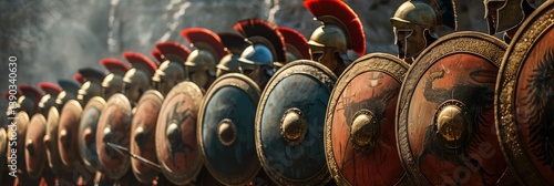 Hoplites Shield Wall Formation Ancient Army - Ancient warfare, military strategy, hoplite phalanx, Roman legionaries, shields and spears
