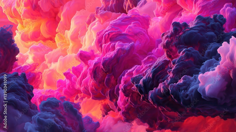 Fototapeta premium swirling miasma of dark shadows and smoke, bottom lit in pink, painterly, toxic, 8K, painting illustration, background.