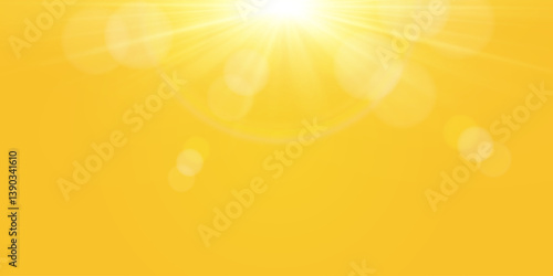 Warm sun on a yellow background. Leto.bliki solar rays.Оrange yellow background.