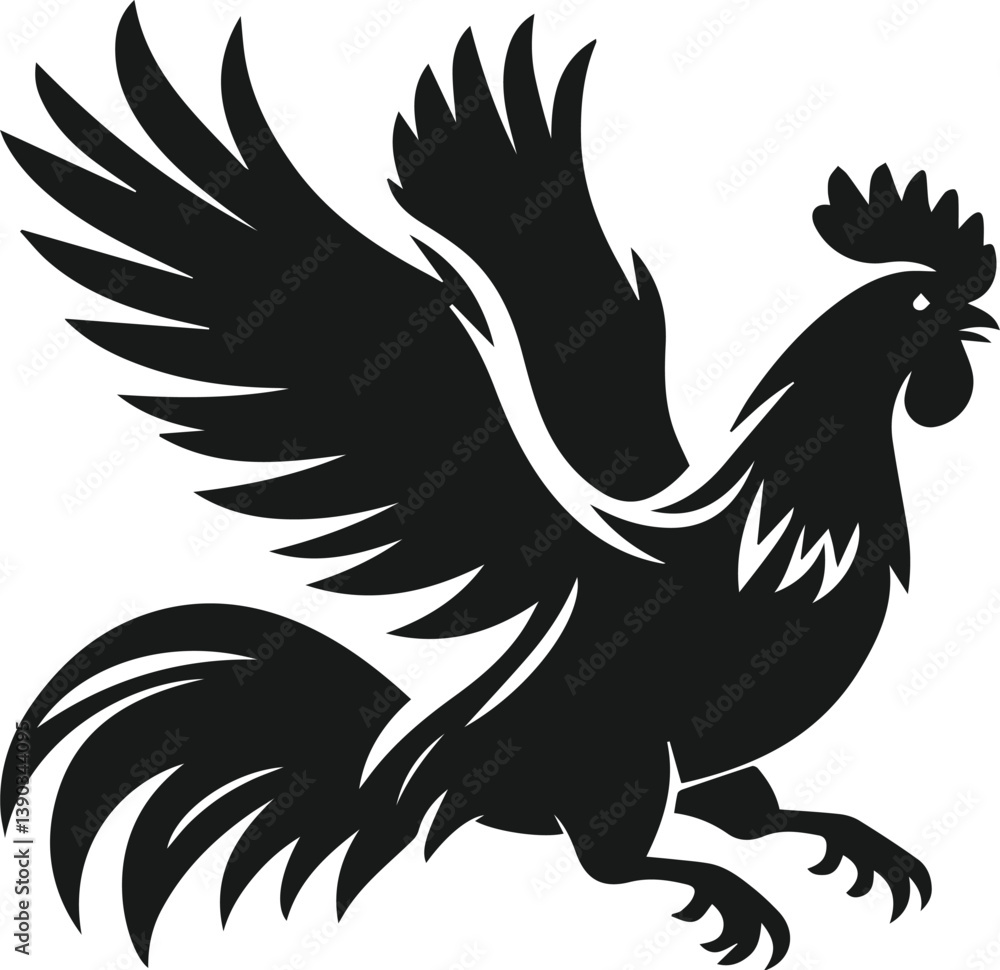 Fototapeta premium Black silhouette of a hen vector