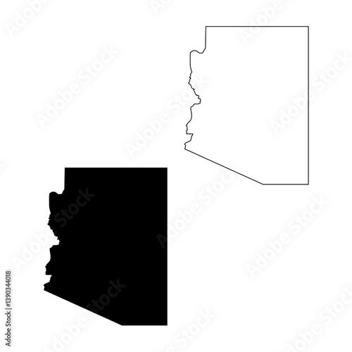 Arizona USA State Shape Outline and Silhouette