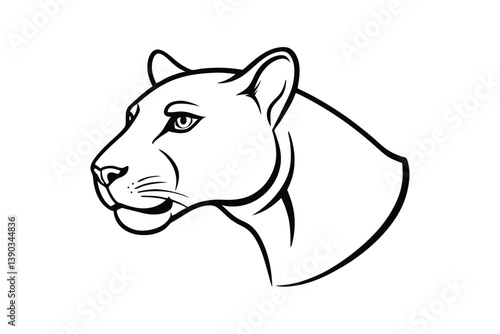 Line art drawing of a panther head in side view.eps