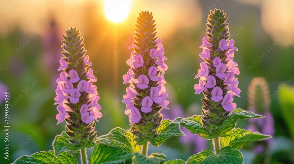 Obraz premium Sunset blooms, vibrant purple flowers