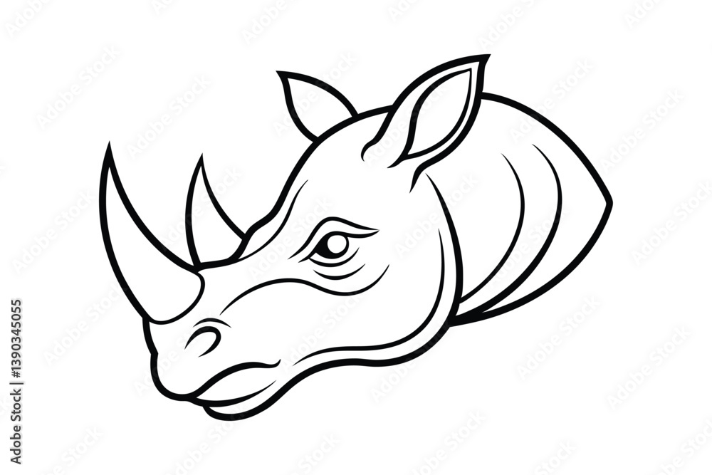 Line art drawing of a rhino head in side view.eps Line art drawing of a rhino head in side view.eps