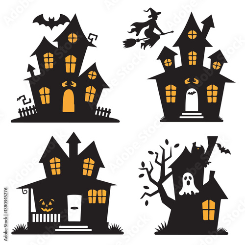 Wallpaper Mural set of halloween, hunted house silhouette	
 Torontodigital.ca