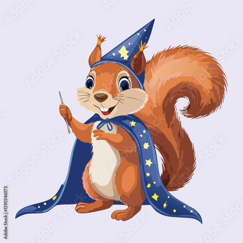 squirrel in starry cloak casting sparkle spell,