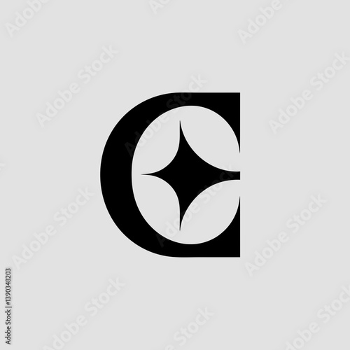 A stylized letter c containing a four pointed star shape