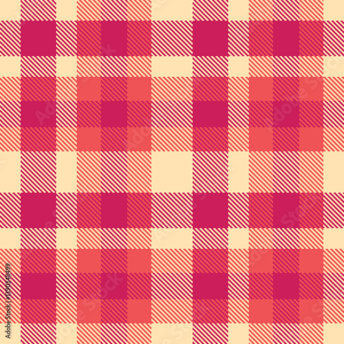 Wallpaper Mural Light pale peach Seamless Tartan with Traditional deep pink accents Fabric Design Torontodigital.ca