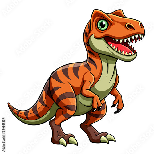 Cute tyrannosaurus rex cartoon vector illustration on white background.