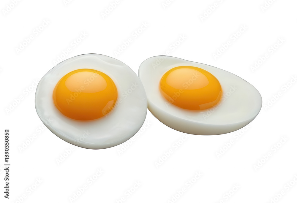 Boiled egg halved isolated on white background, on transparent background png. Boiled egg halved isolated on white background, on transparent background png.