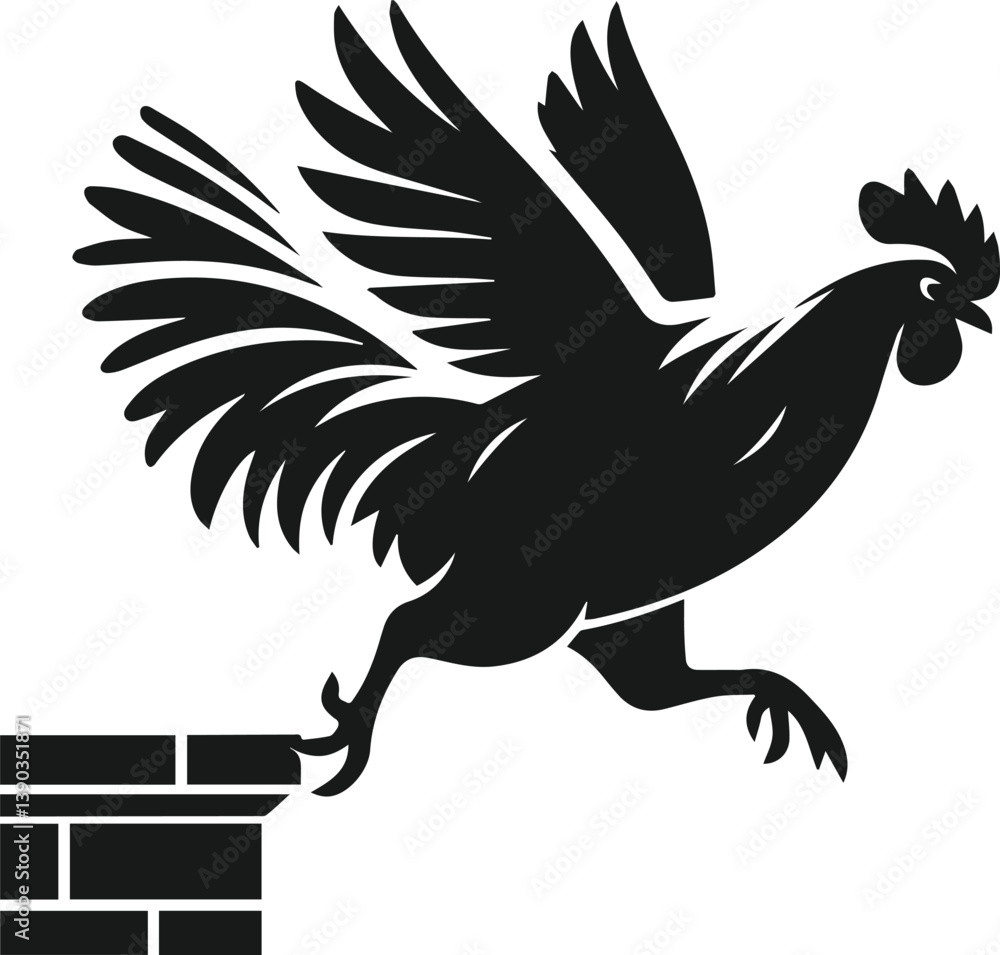 Fototapeta premium Black silhouette of a hen vector