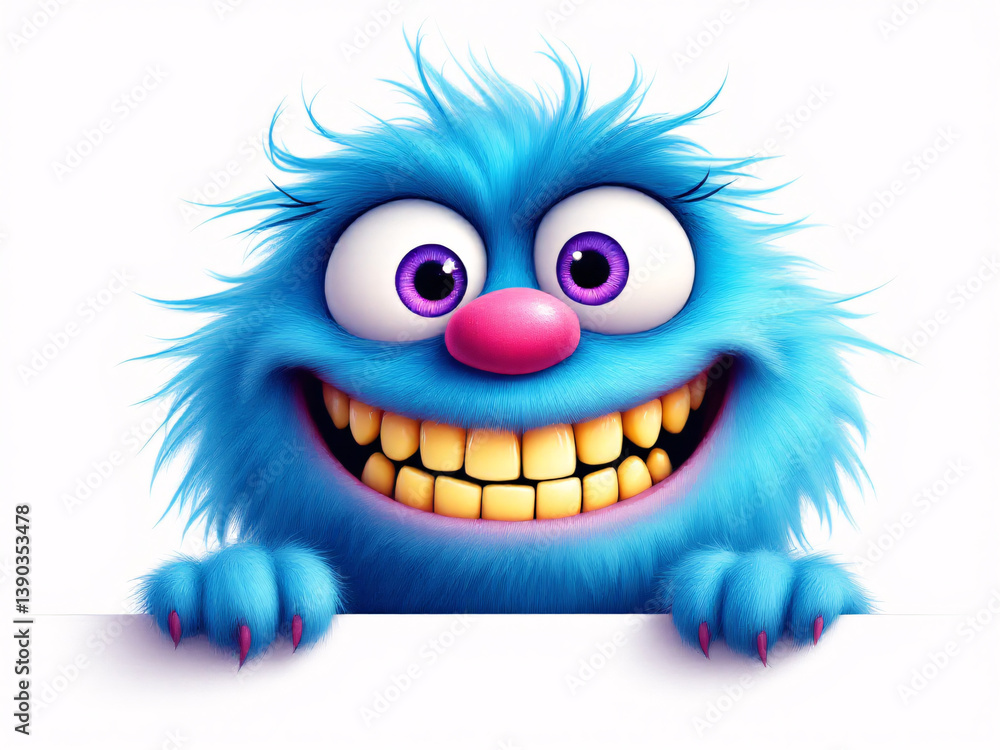 A cheerful blue monster with big eyes and a playful smile, exuding a whimsical and friendly vibe. A cheerful blue monster with big eyes and a playful smile, exuding a whimsical and friendly vibe.