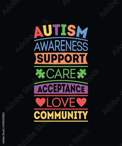 Vintage vector illustration of a retro design with an Autism decorative typography for Autism Awareness.