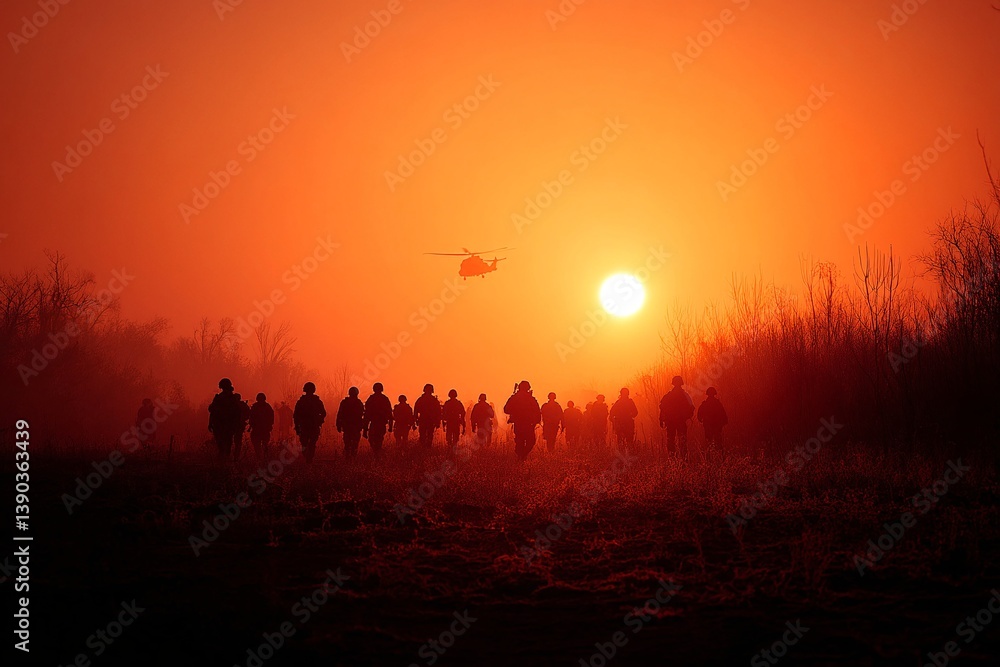 Fototapeta premium Soldiers at Sunrise